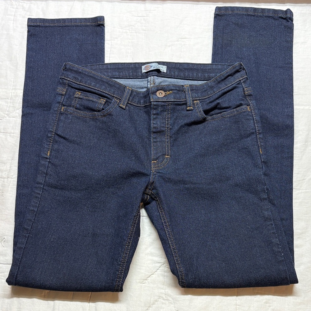 Dickies Women's Slim-Fit Dark Wash Work Jeans Insect Shield Durable Denim